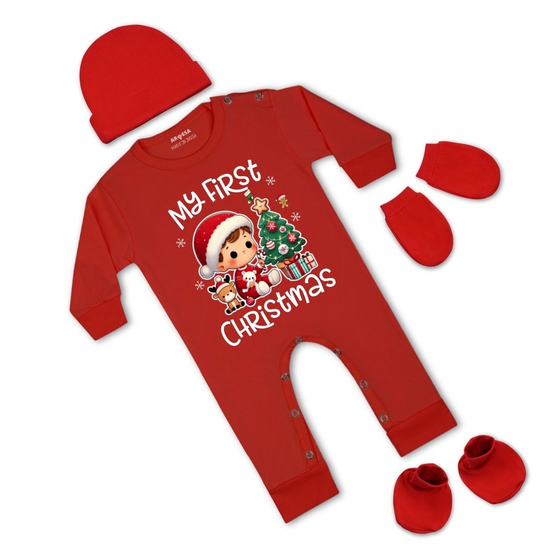 Arvesa D-1760 My First Christmas Baby Jumpsuit Set..