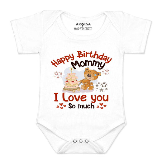 Arvesa Happy Birthday Mummy. I Love You So Much. Design-1304 White 0-3 Jumpsuit Baby Boy & Girl dress .