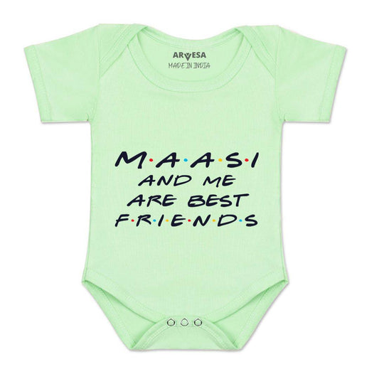 Arvesa Maasi & Me Are Best Friend Design-398 White 0-3 Months Jumpsuit for Baby Boy & Girl dress .