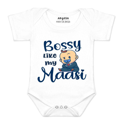 Arvesa Bossy Like My Maasi Design-935 White 0-3 Months Jumpsuit for Baby Boy & Girl dress .