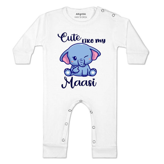 Arvesa Cute Like My Maasi Design-971 White 0-3 Months Jumpsuit for Baby Boy & Girl dress .