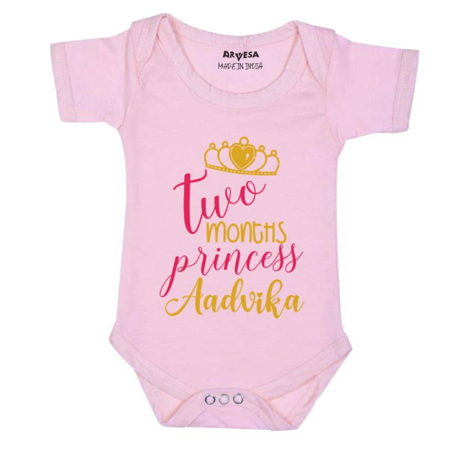 Arvesa 2 Month Monthly Birthday Crown Theme Baby Outfit. Bodysuit Onesie / Pink / 0-3 Months