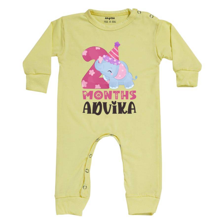 Arvesa 2 Month Monthly Birthday Mix Animal Series 1 Theme Baby Outfit. Bodysuit Full Jumpsuit / Yellow / 0-3 Months