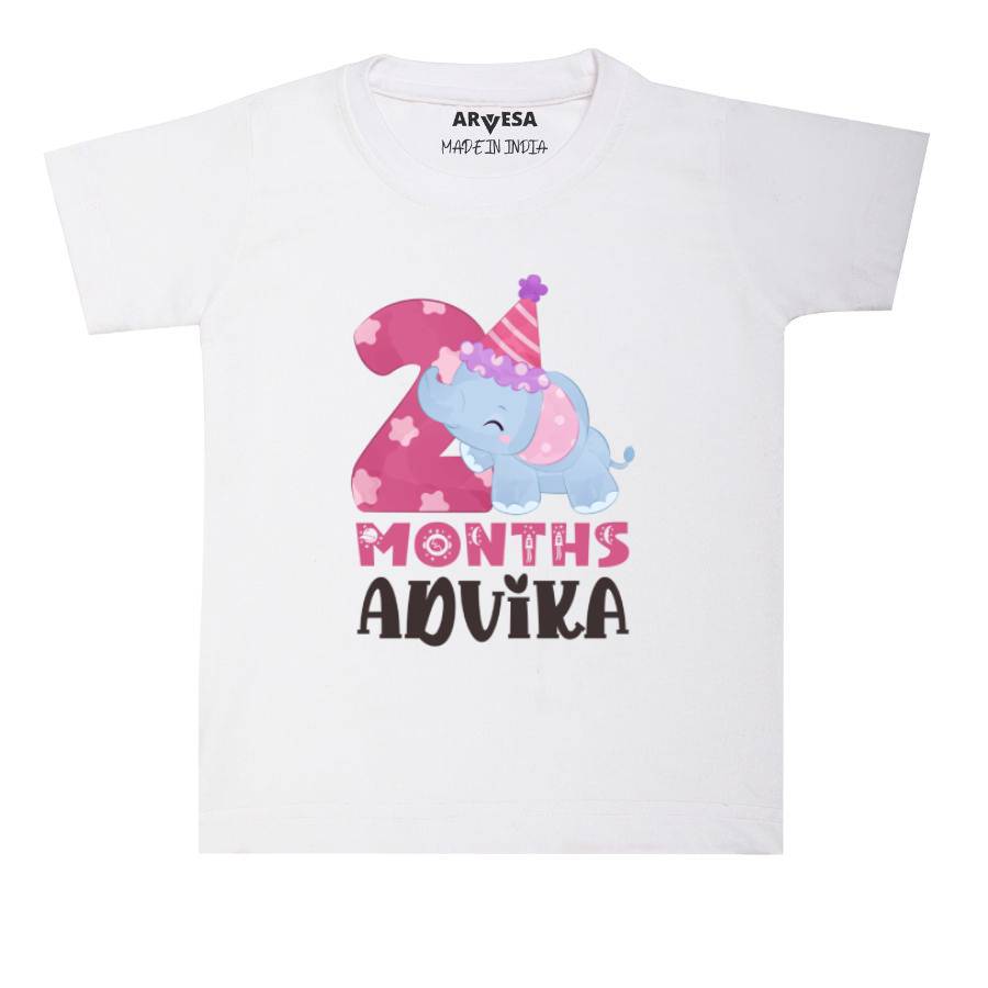 Arvesa 2 Month Monthly Birthday Mix Animal Series 1 Theme Baby Outfit. Bodysuit T-shirt / White / 0-6 Months