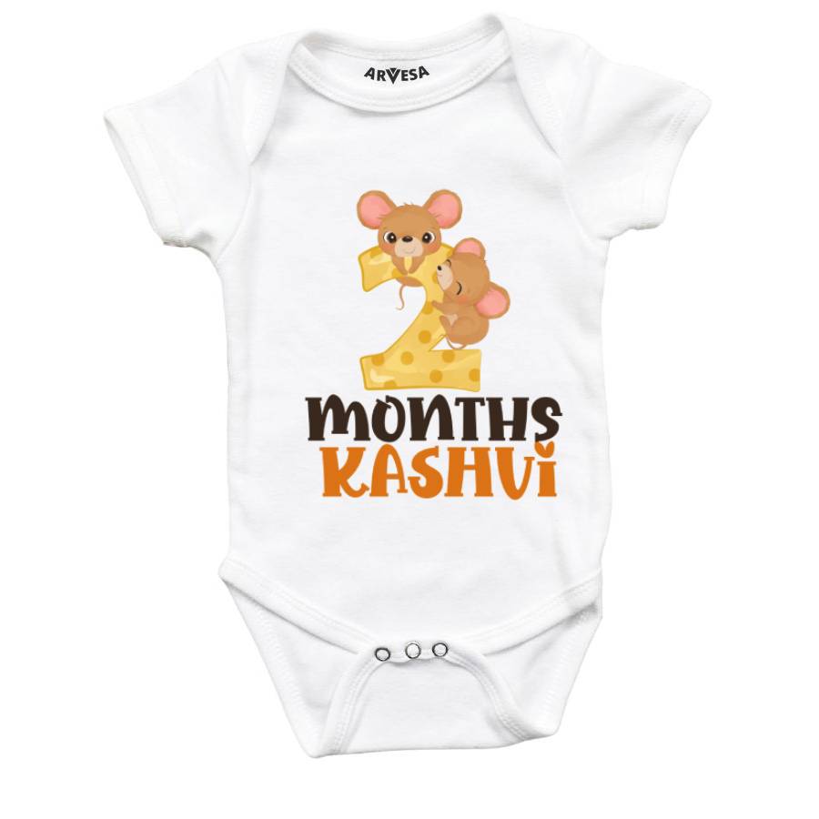 Arvesa 2 Month Monthly Birthday Mix Animal Series 2 Theme Baby Outfit. Bodysuit Onesie / White / 0-3 Months