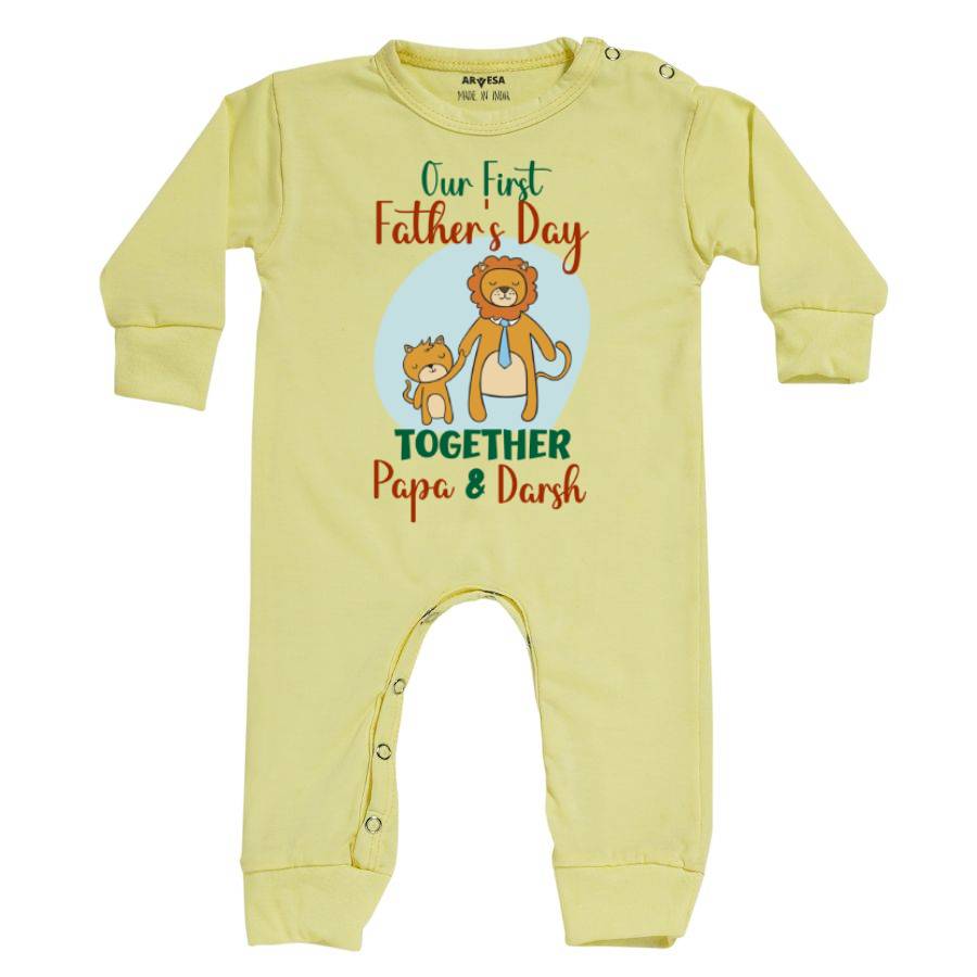 Arvesa Our First Father Day Together Baby Outfit. Bodysuit Full Jumpsuit / Yellow / 0-3 Months