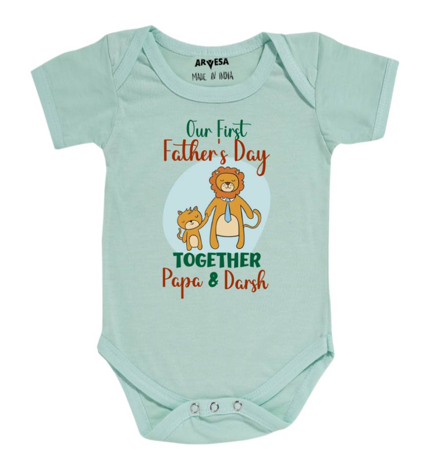 Arvesa Our First Father Day Together Baby Outfit. Bodysuit Onesie / Green / 0-3 Months