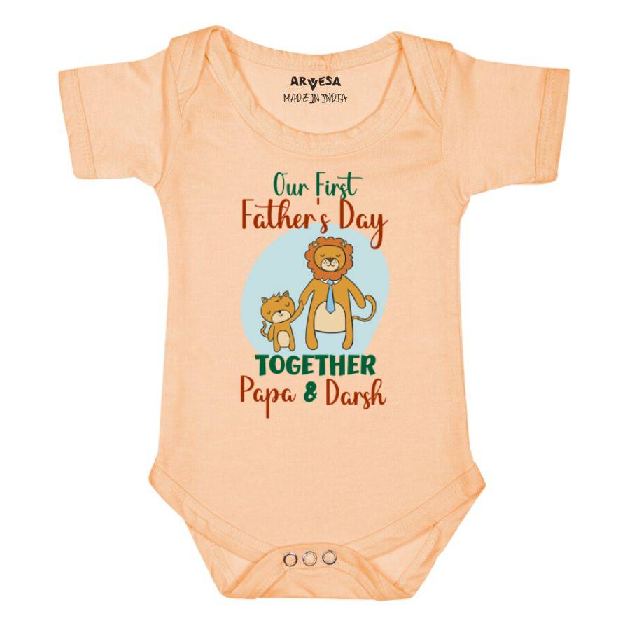 Arvesa Our First Father Day Together Baby Outfit. Bodysuit Onesie / Peach / 0-3 Months