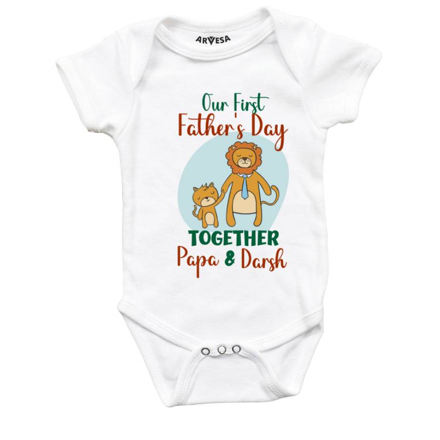 Arvesa Our First Father Day Together Baby Outfit. Bodysuit Onesie / White / 0-3 Months