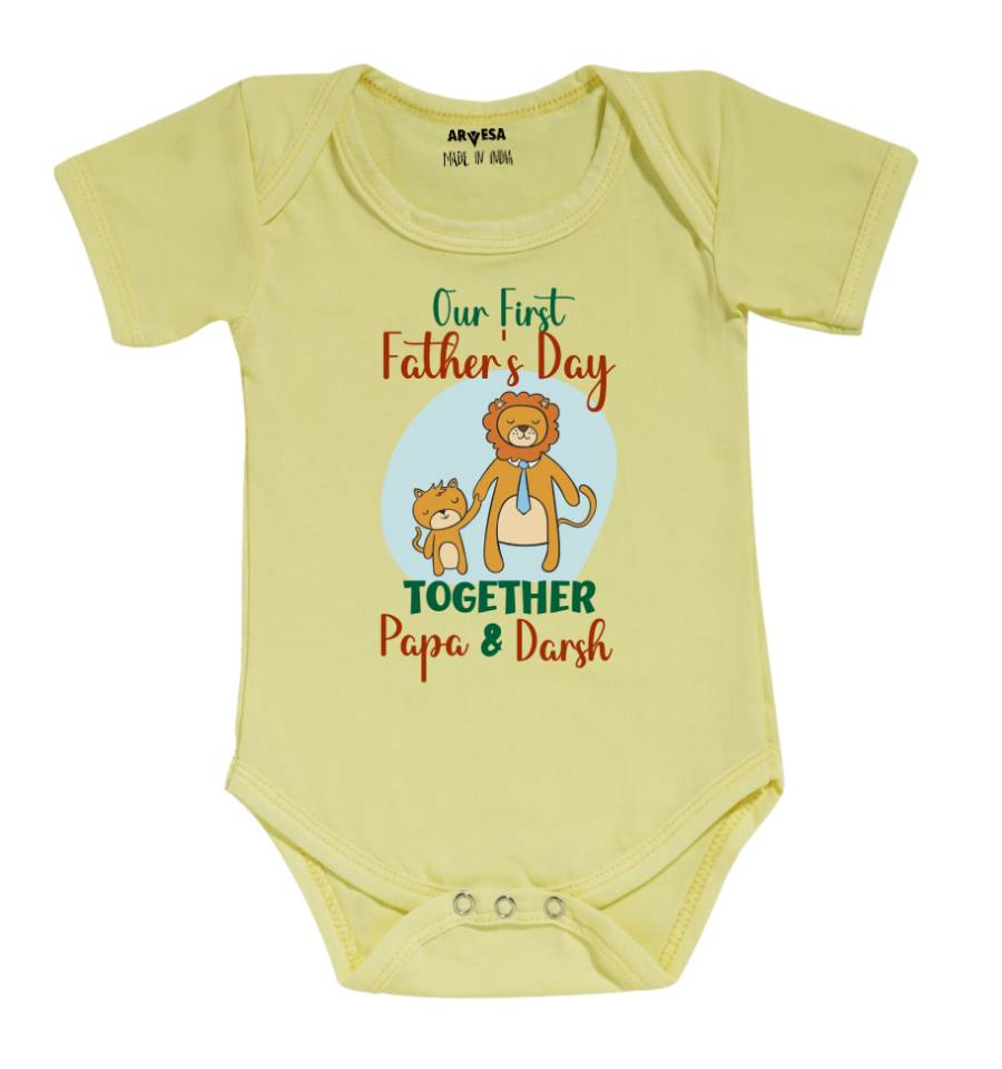 Arvesa Our First Father Day Together Baby Outfit. Bodysuit Onesie / Yellow / 0-3 Months