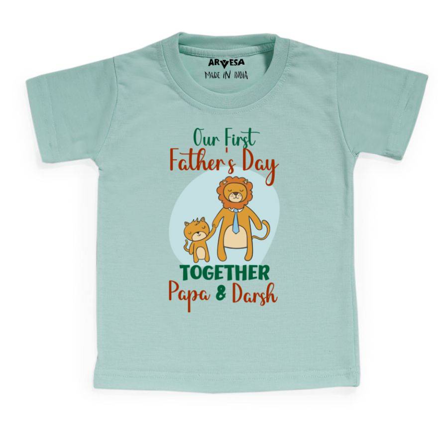 Arvesa Our First Father Day Together Baby Outfit. Bodysuit T-shirt / Green / 0-6 Months