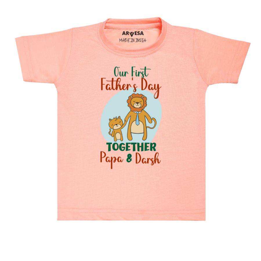 Arvesa Our First Father Day Together Baby Outfit. Bodysuit T-shirt / Peach / 0-6 Months