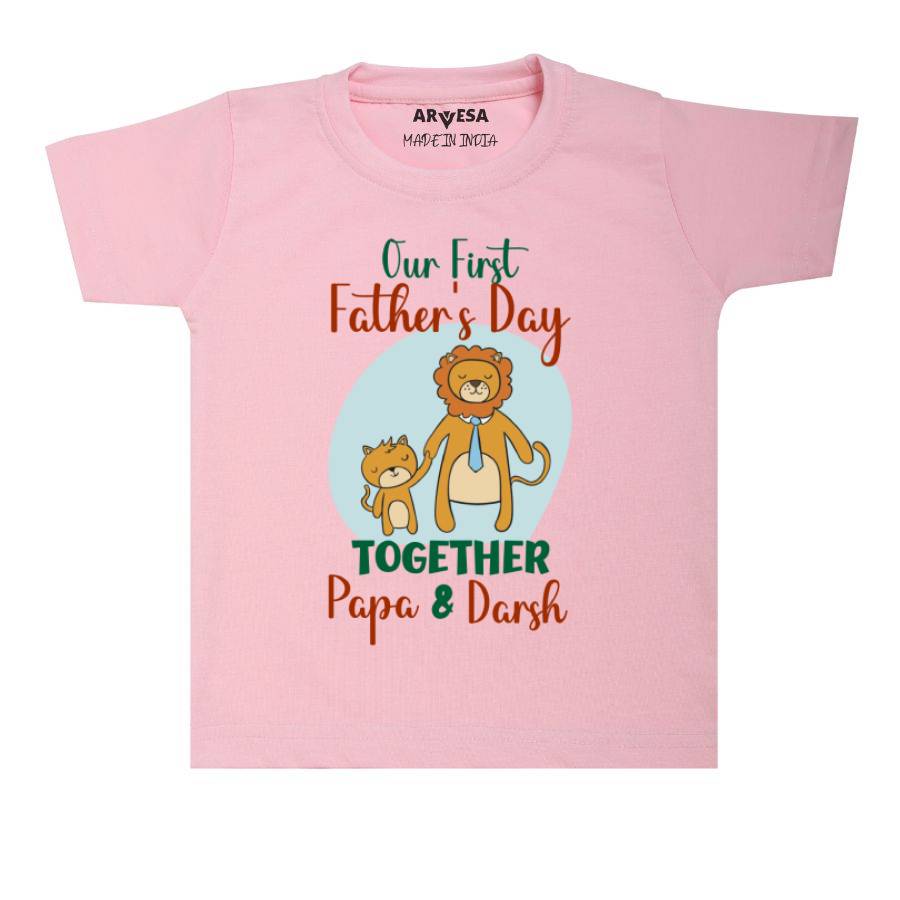 Arvesa Our First Father Day Together Baby Outfit. Bodysuit T-shirt / Pink / 0-6 Months