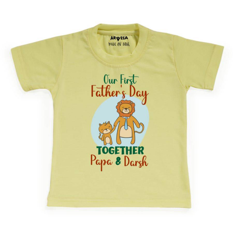 Arvesa Our First Father Day Together Baby Outfit. Bodysuit T-shirt / Yellow / 0-6 Months