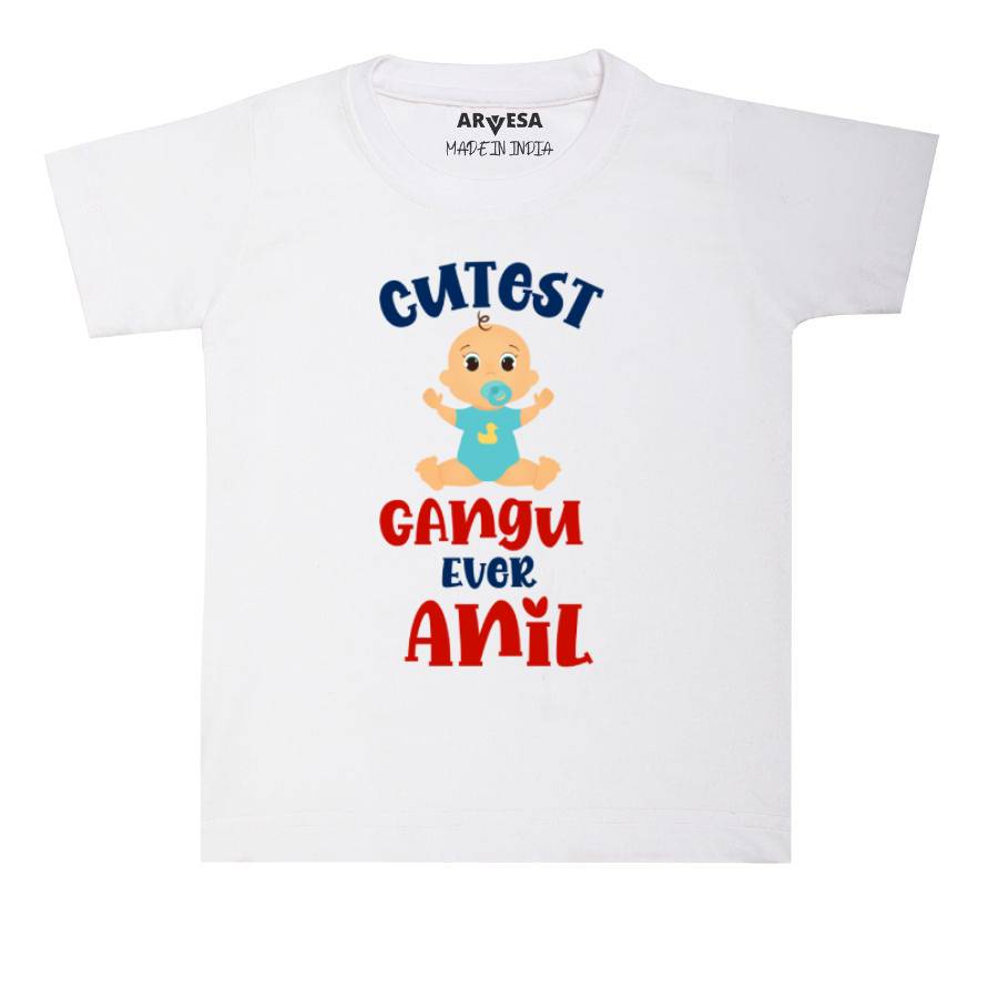 Cutest Gangu Ever Mundan Theme Baby Outfit. Bodysuit T-shirt / White / 6-12 Months