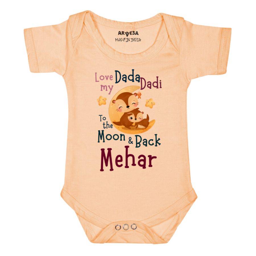 Dada Dadi Love Me Theme Baby Outfit. Bodysuit Onesie / Peach / 0-3 Months