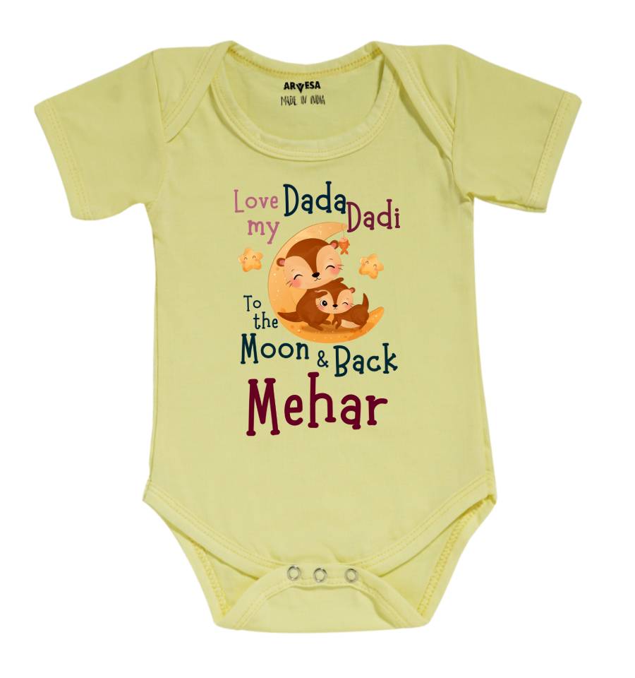 Dada Dadi Love Me Theme Baby Outfit. Bodysuit Onesie / Yellow / 0-3 Months