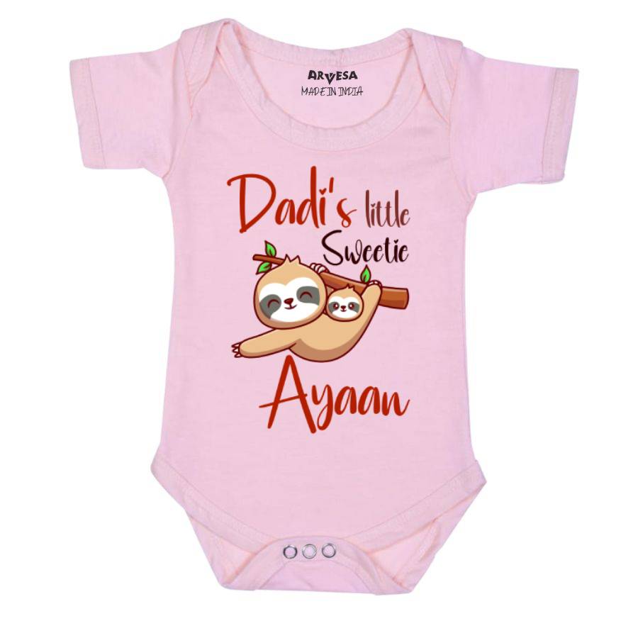 Dadi Little Sweetie Theme Baby Outfit. Bodysuit Onesie / Pink / 0-3 Months