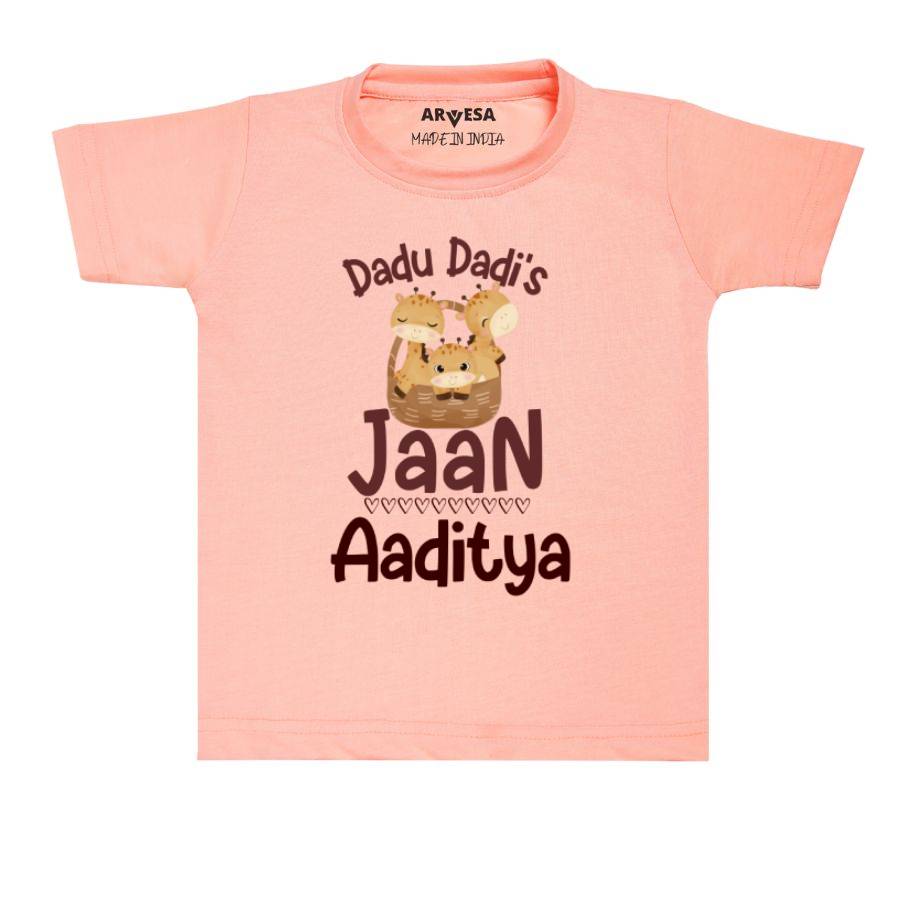 Dadu Dadi Jaan Theme Baby Outfit. Bodysuit T-shirt / Peach / 6-12 Months