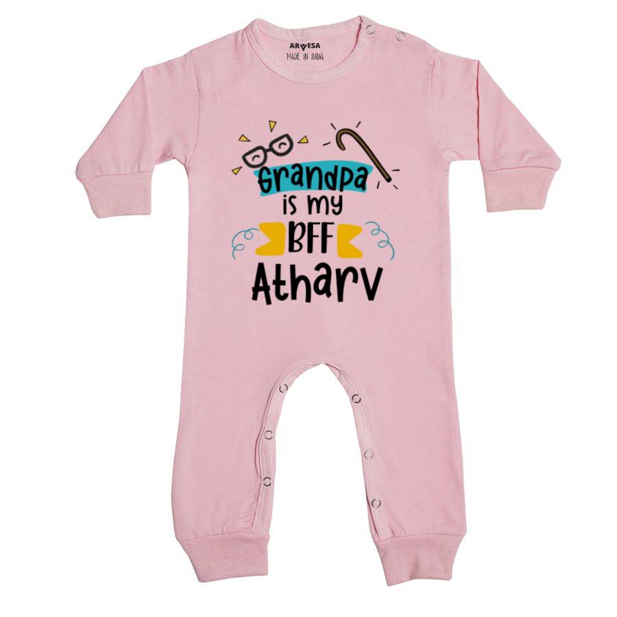 Grandpa is My BFF Theme Baby Outfit. Bodysuit Full Jumpsuit / Pink / 0-3 Months