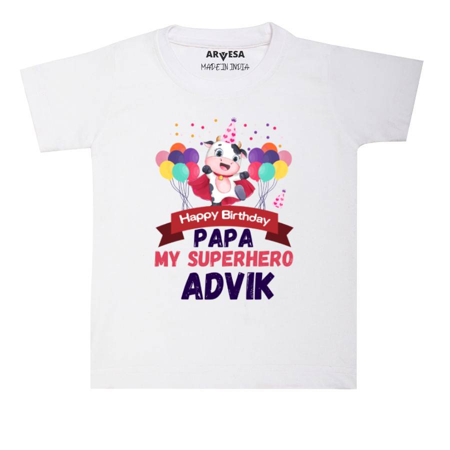 Happy Birthday Papa Baby Outfit. Bodysuit T-shirt / White / 6-12 Months