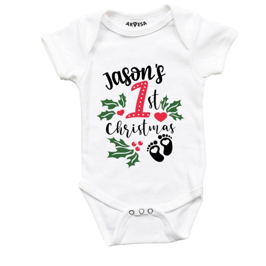 My First Christmas Baby Outfit. Bodysuit Onesie / White / 0-3 Months
