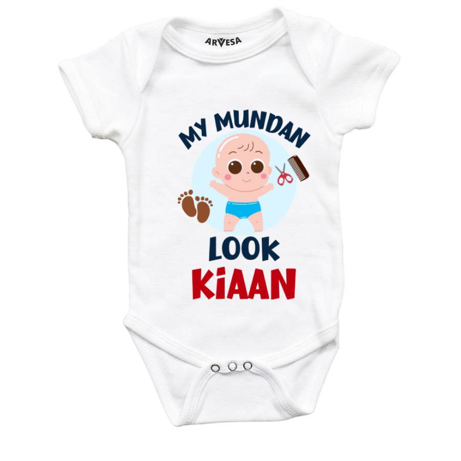 My Mundan Look Mundan Theme Baby Outfit. Bodysuit Onesie / White / 0-3 Months