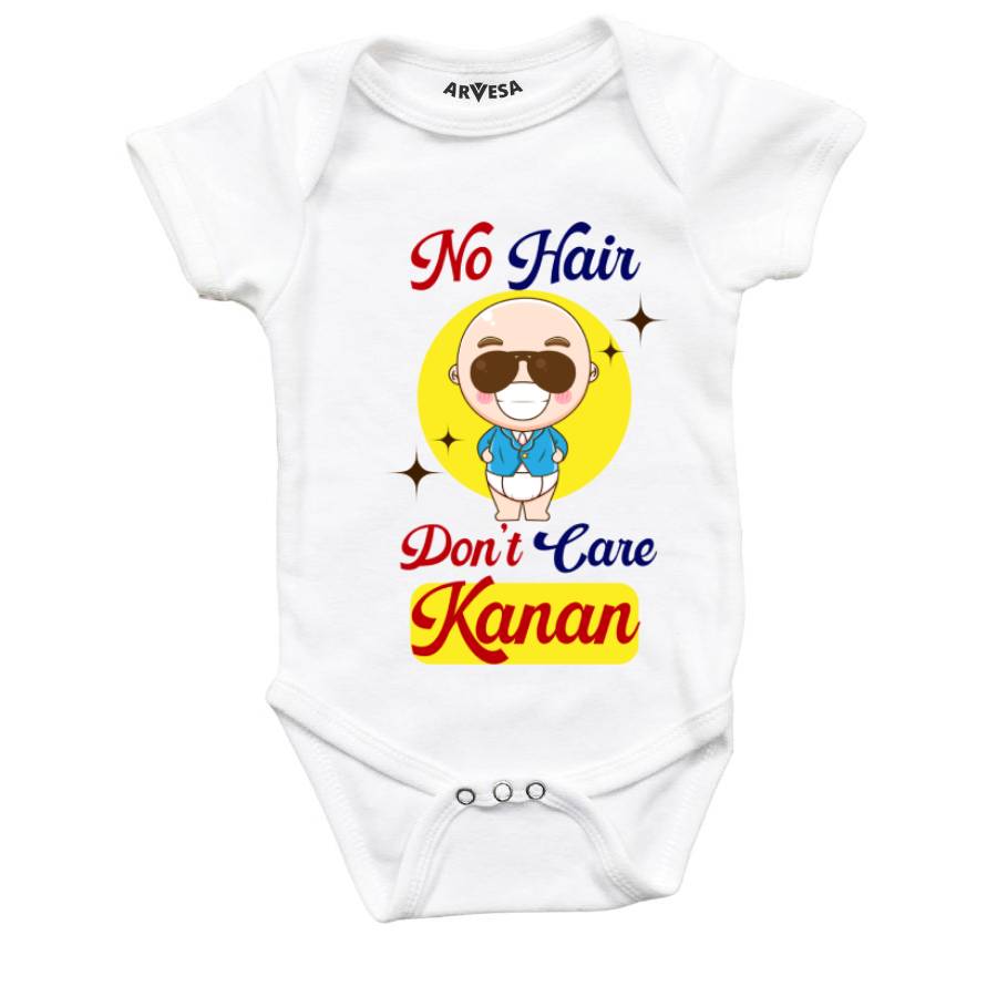 No Hair Dont Care Mundan Theme Baby Outfit. Bodysuit Onesie / White / 0-3 Months