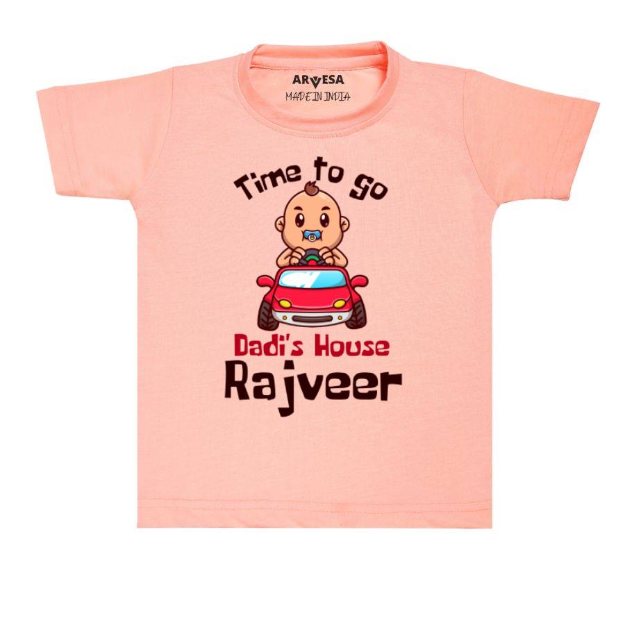 Time To Go Dadi House Theme Baby Outfit. Bodysuit T-shirt / Peach / 6-12 Months